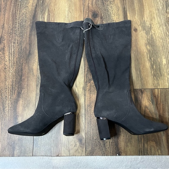 ALFANI Nessii Step 'N Flex Wide-Calf Knee High Dress Boots Sz 7 NWT Gray Leather - Picture 10 of 12